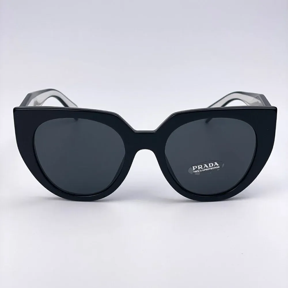 NEW Prada PR14WS 09Q-5S0 Black Talc Gray Cat Eye Oversized Women Sunglasses